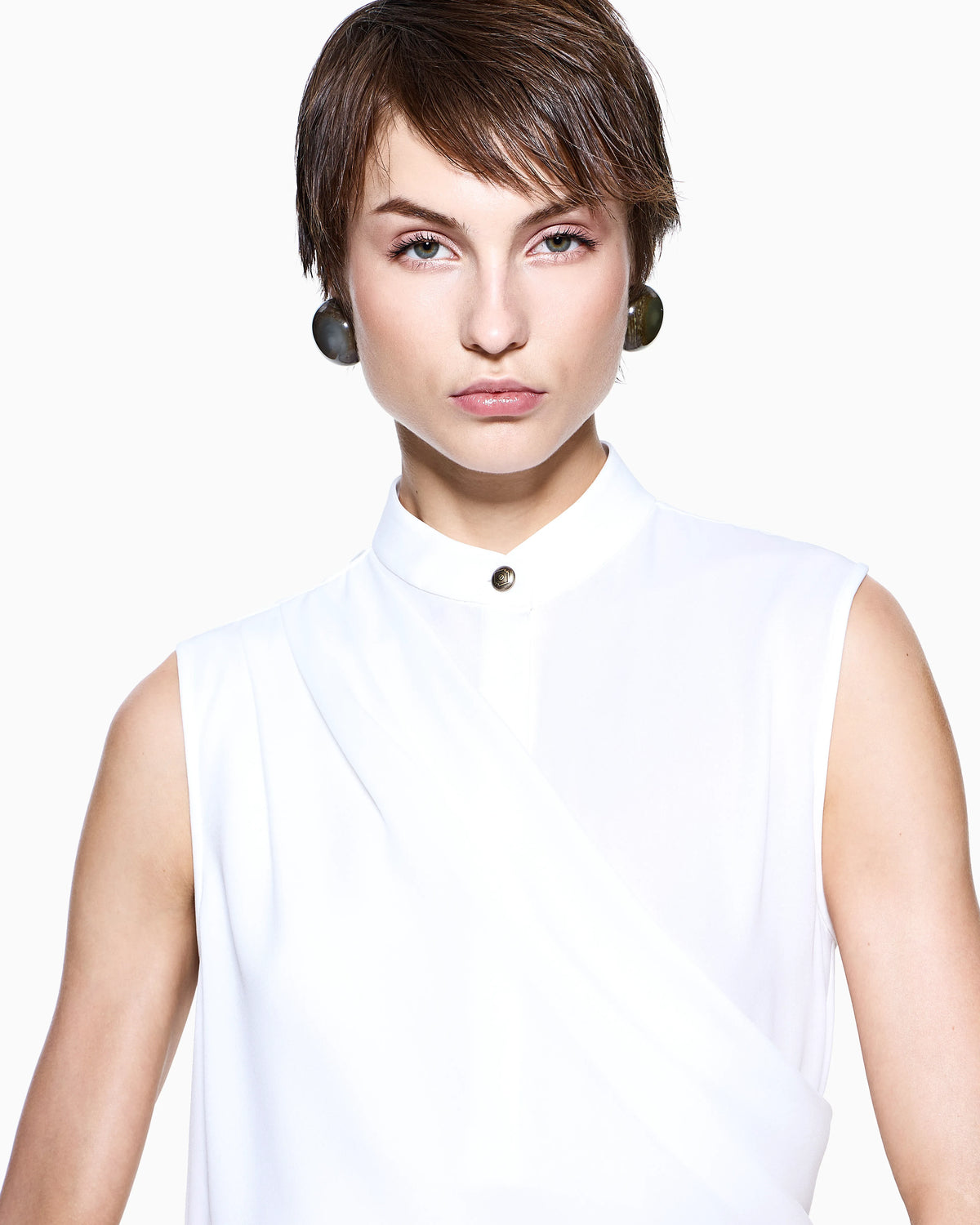 Draped top in triple silk georgette