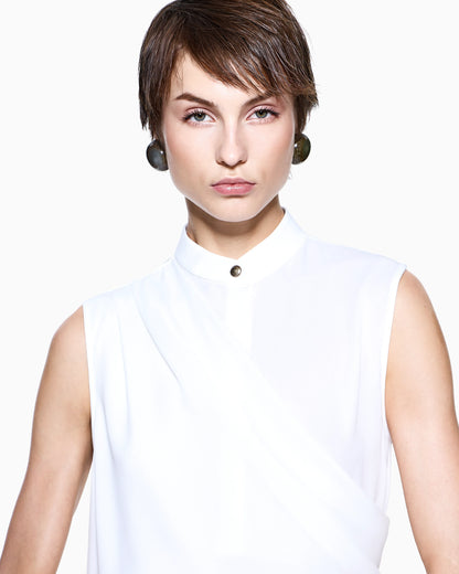 Draped top in triple silk georgette