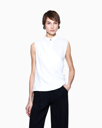 Draped top in triple silk georgette