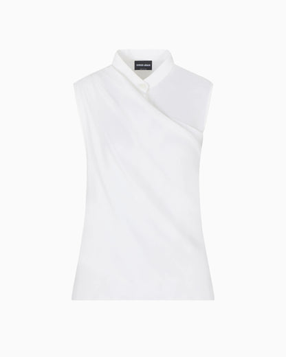 Draped top in triple silk georgette
