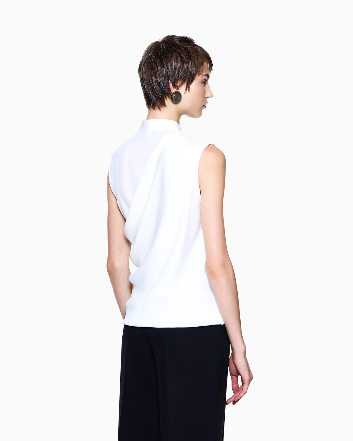 Draped top in triple silk georgette