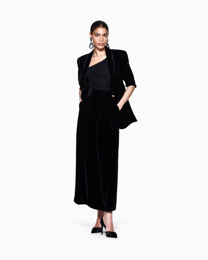 Single-breasted jacket in velvet