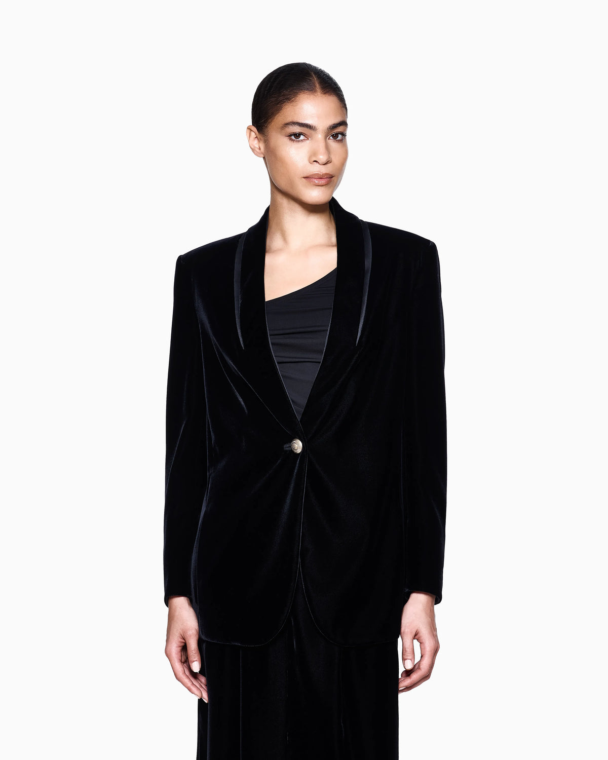 Single-breasted jacket in velvet