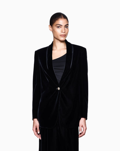Single-breasted jacket in velvet