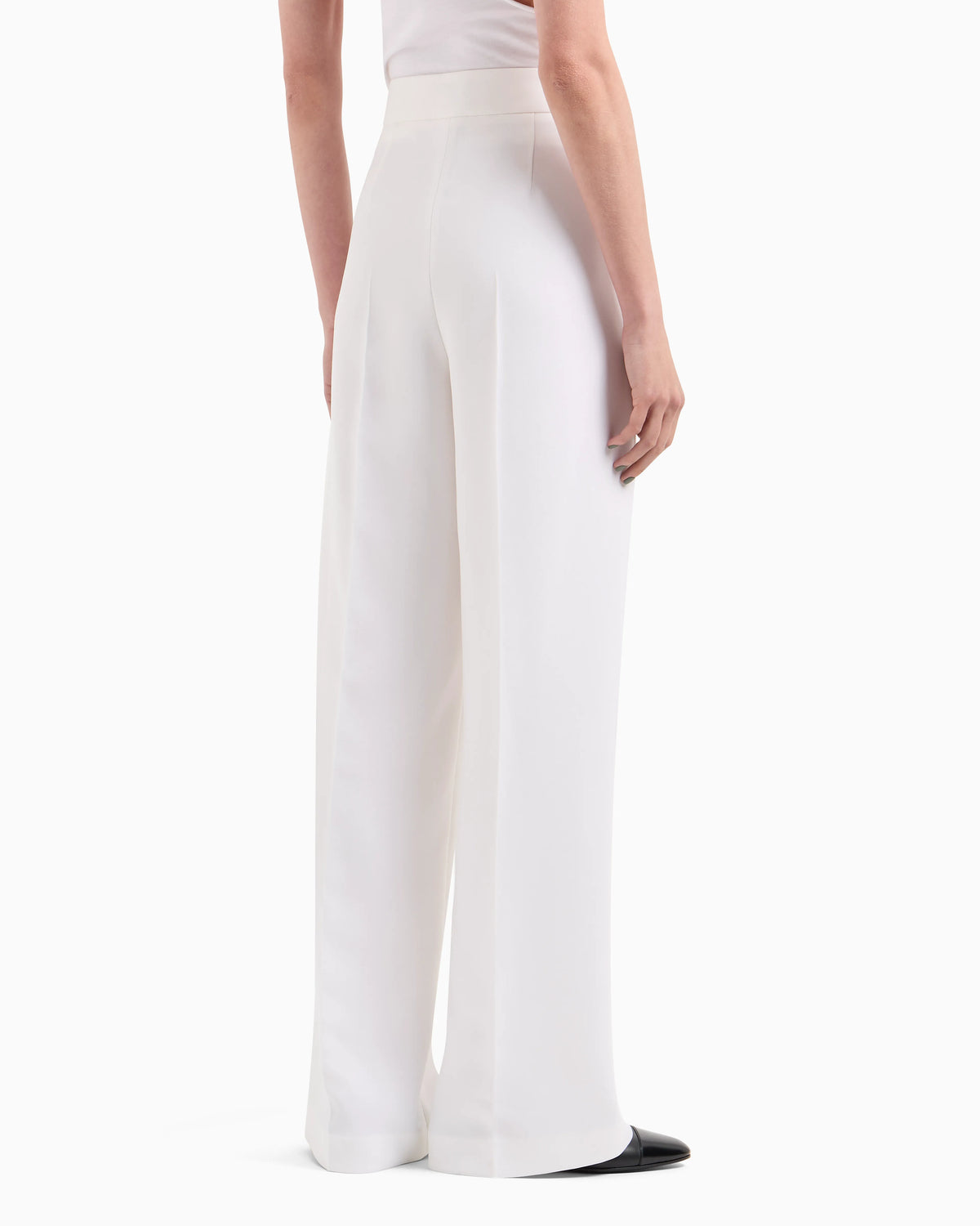 Single-pleat, silk crêpe cady trousers