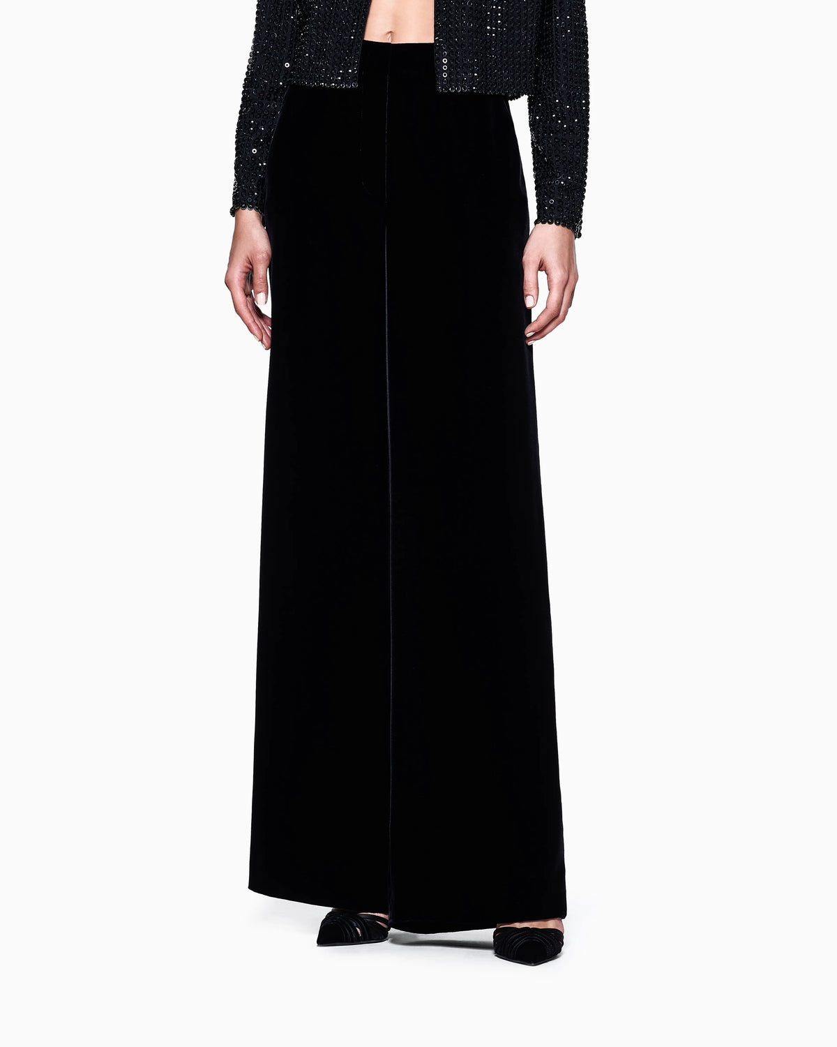 Wide-leg velvet trousers