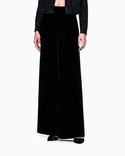 Wide-leg velvet trousers
