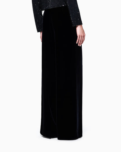 Wide-leg velvet trousers