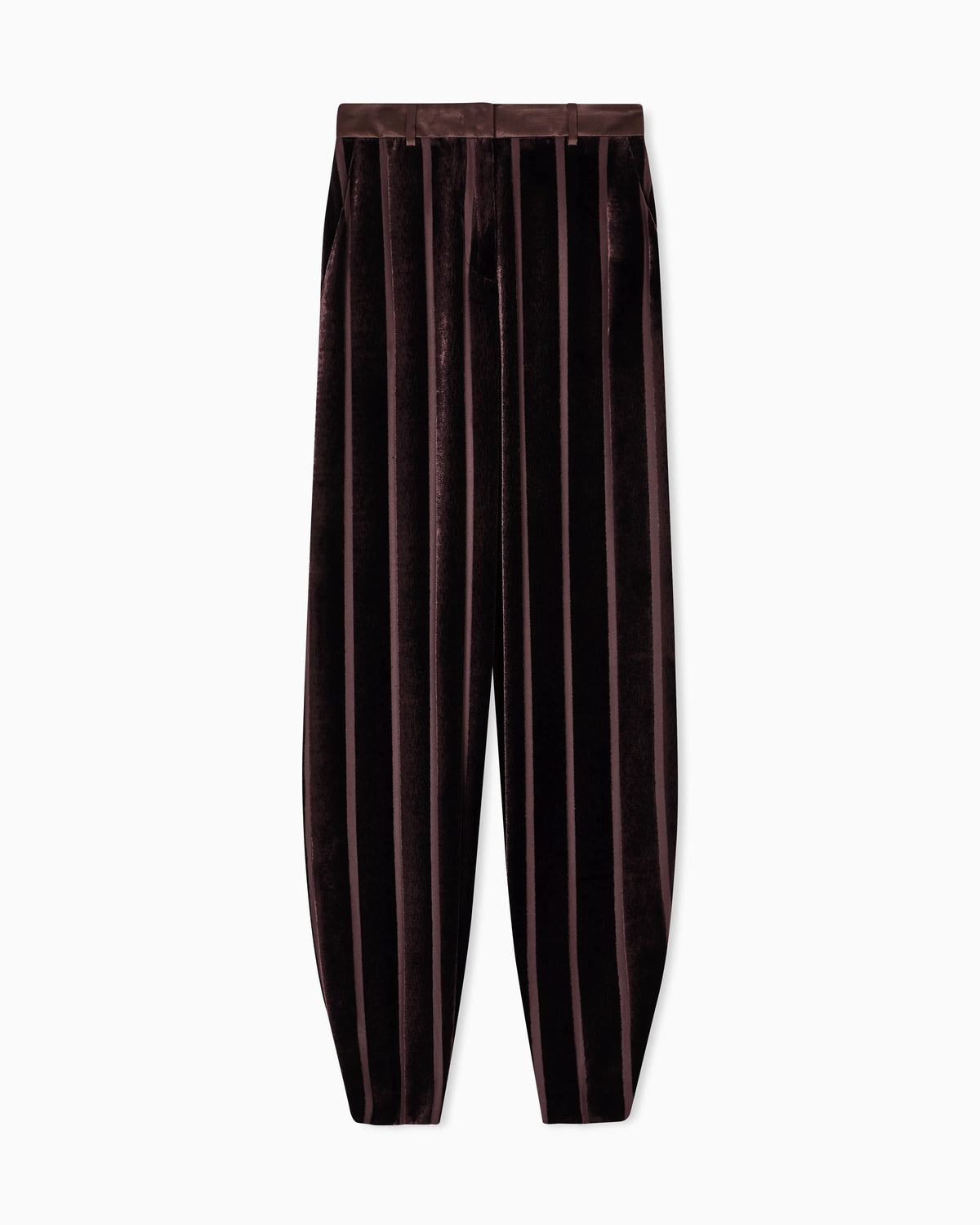 Wide-leg striped velvet trousers