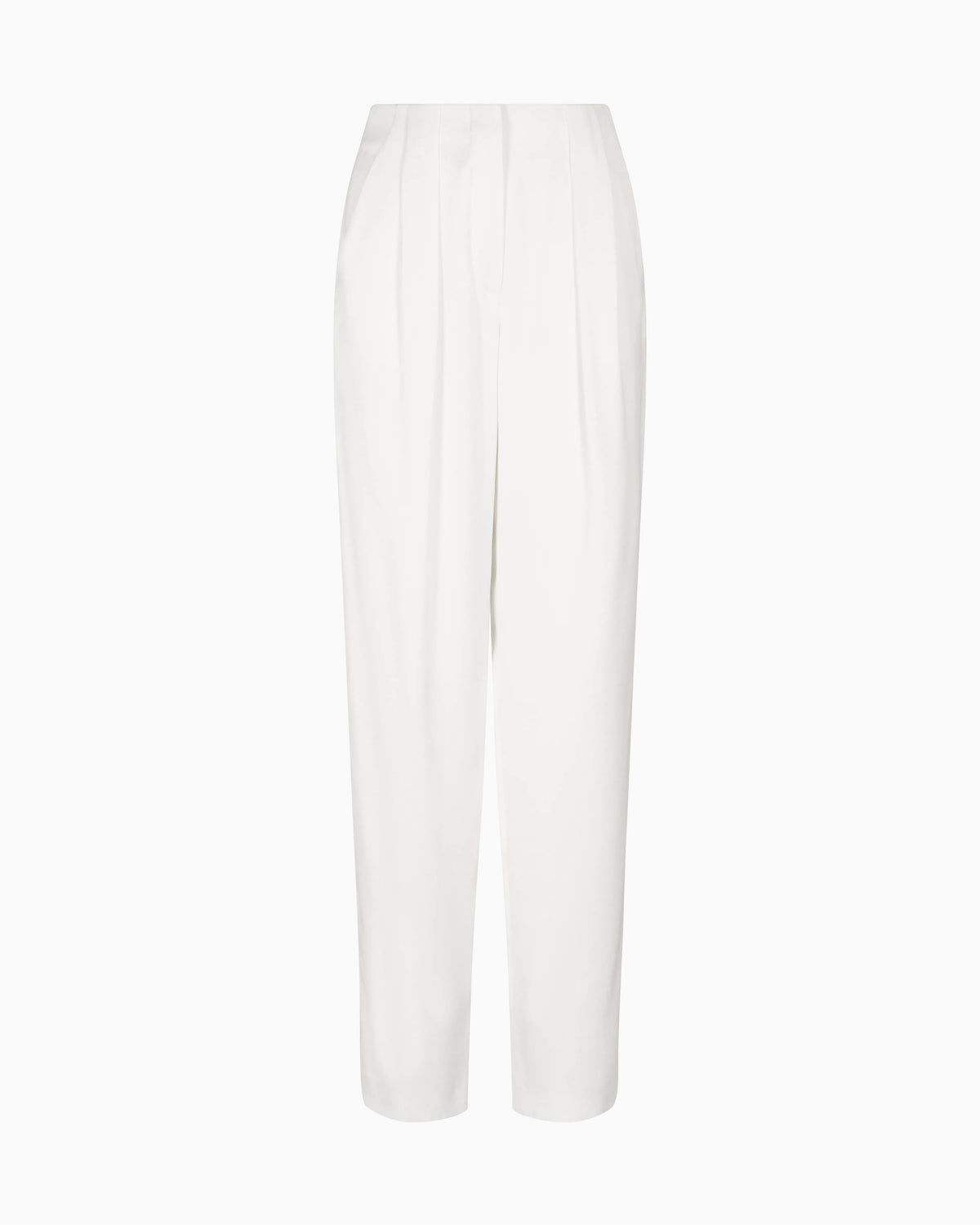 Double-sided silk-satin two-pleat trousers