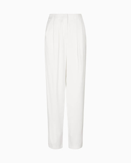 Double-sided silk-satin two-pleat trousers