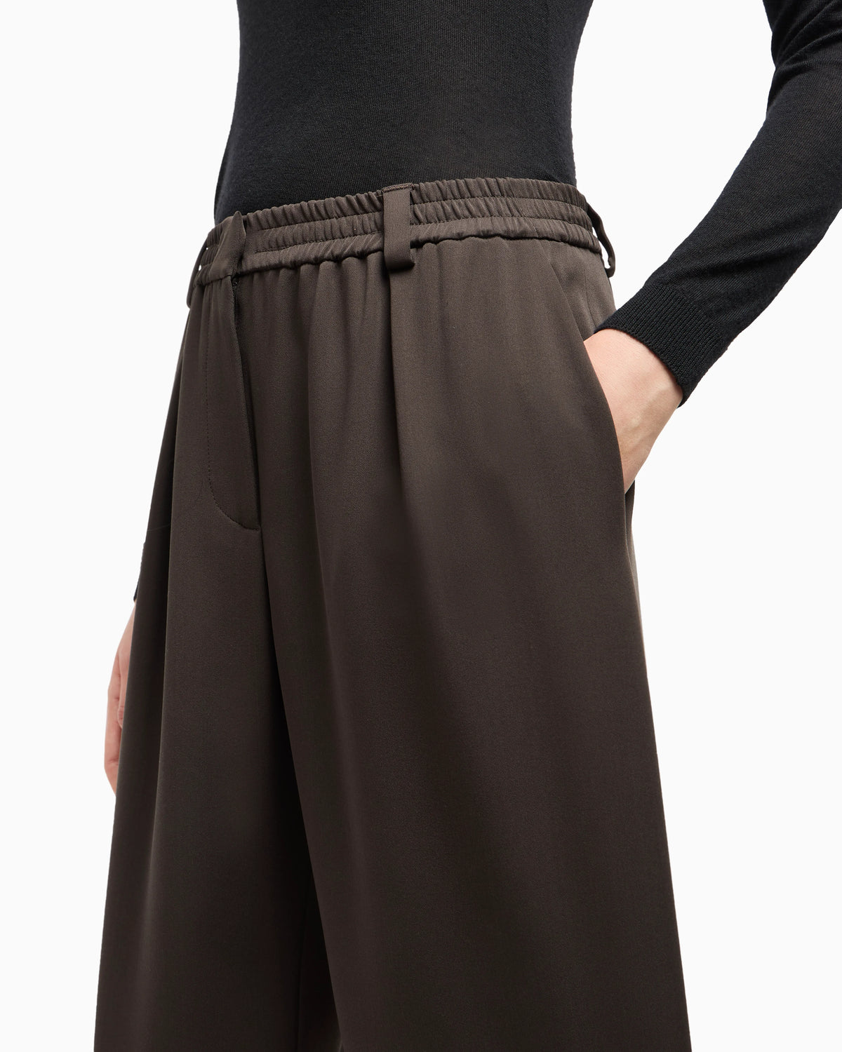 Straight trousers in silk double georgette