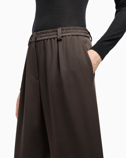 Straight trousers in silk double georgette