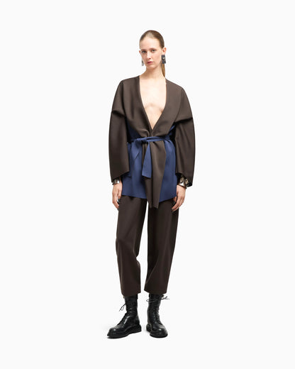 Straight trousers in silk double georgette