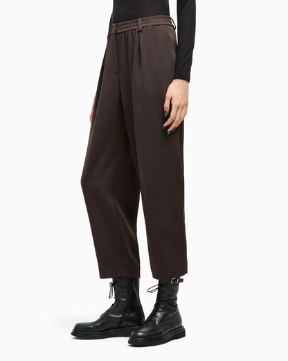 Straight trousers in silk double georgette