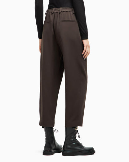 Straight trousers in silk double georgette