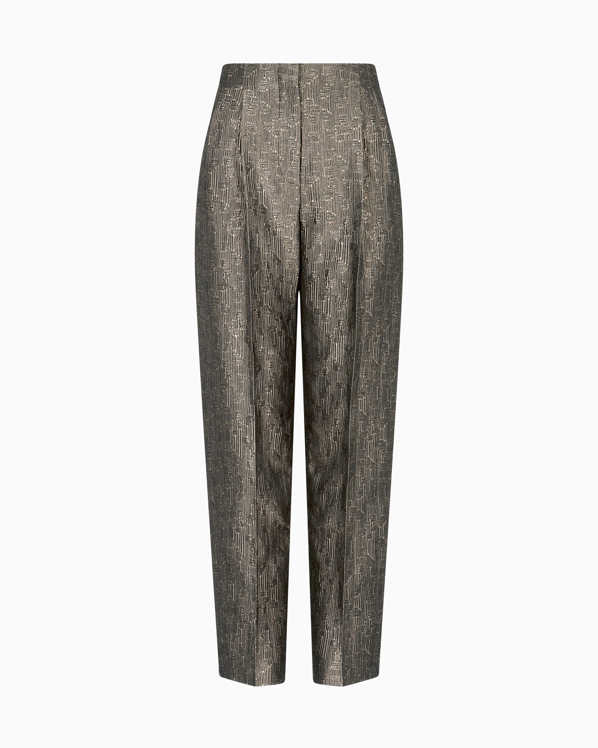 Jacquard silk and wool single-pleat trousers