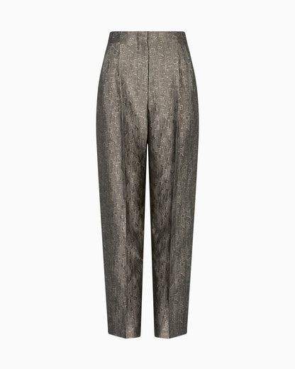 Jacquard silk and wool single-pleat trousers