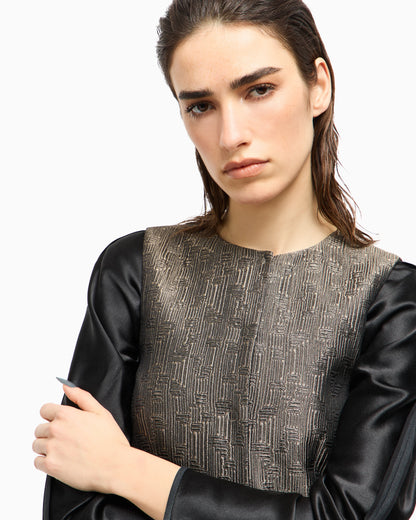 Single-breasted waistcoat in jacquard silk and wool