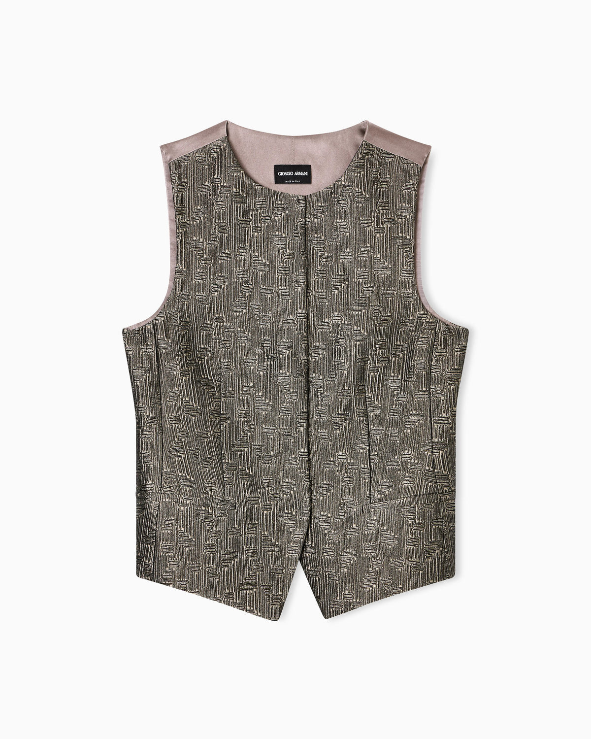 Single-breasted waistcoat in jacquard silk and wool