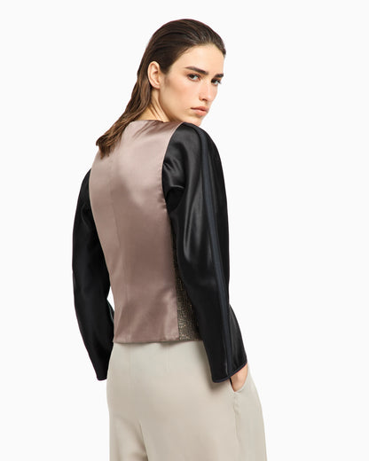 Single-breasted waistcoat in jacquard silk and wool