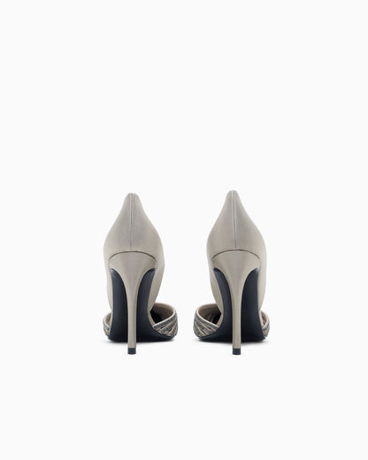 Rhinestone and satin court shoes