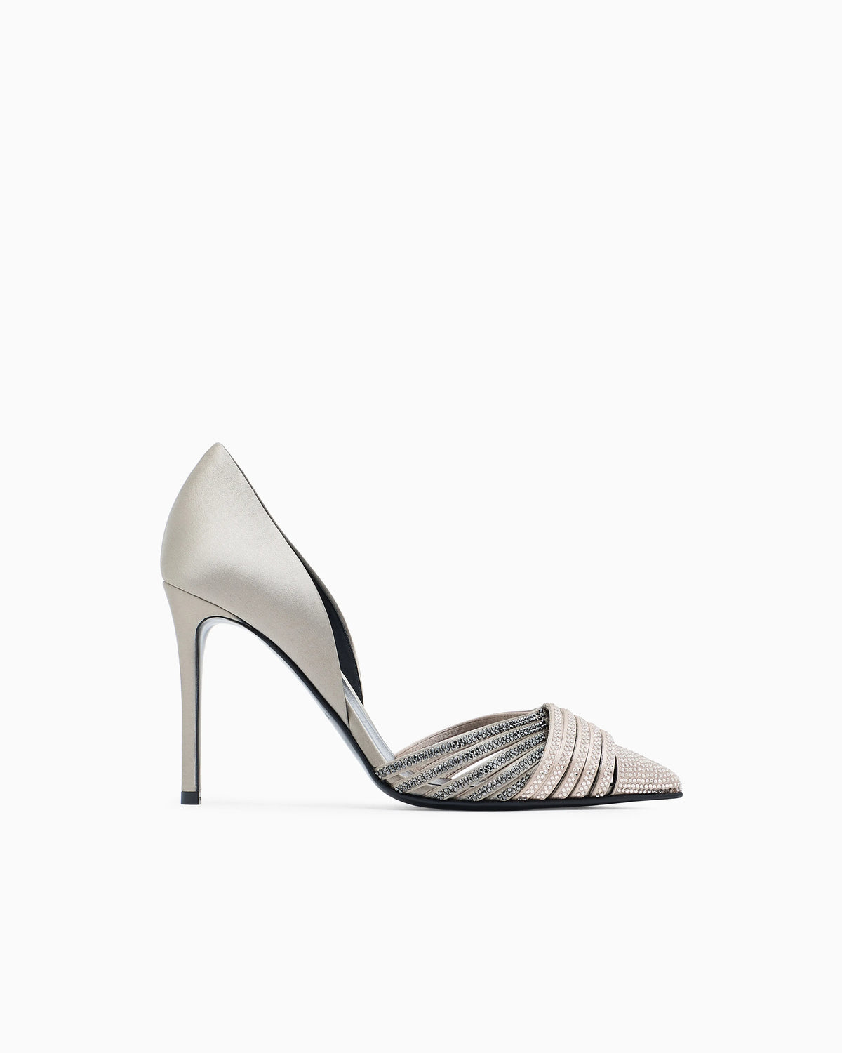 Rhinestone and satin court shoes