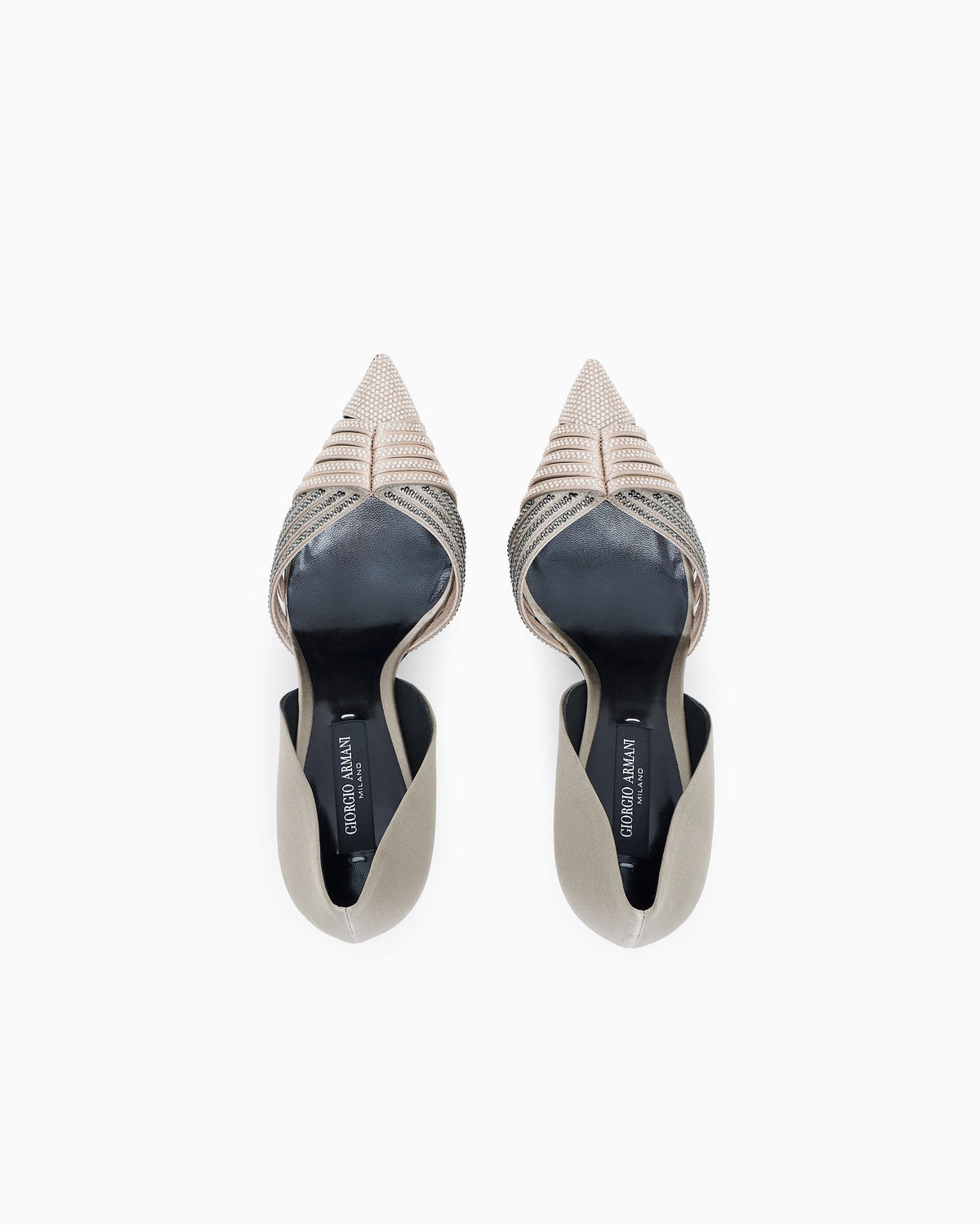 Rhinestone and satin court shoes