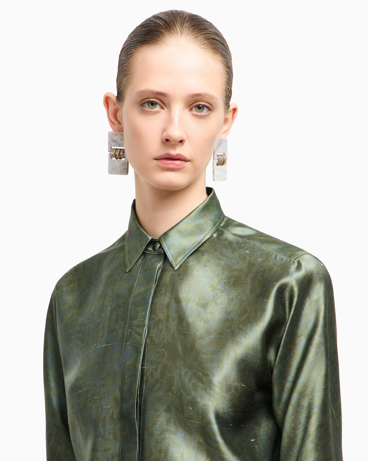 Shirt in printed silk shantung