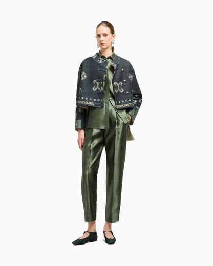 Shirt in printed silk shantung
