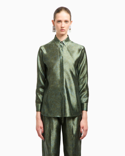Shirt in printed silk shantung