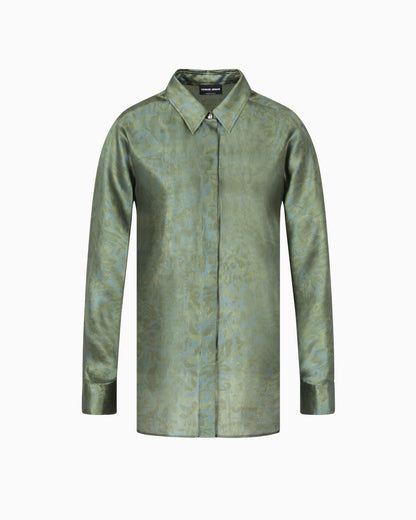 Shirt in printed silk shantung