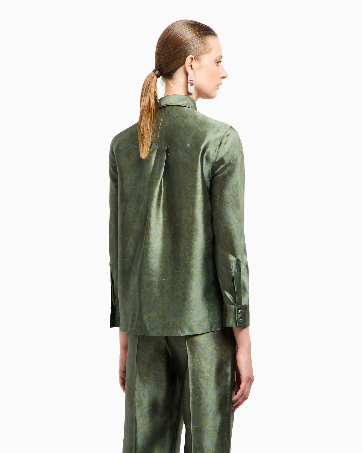 Shirt in printed silk shantung
