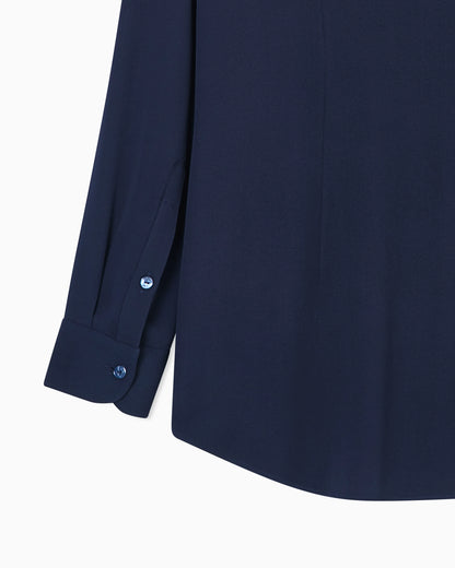 Semi-sheer shirt in silk georgette with rounded collar Icon