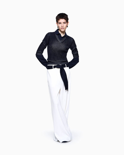 Semi-sheer shirt in silk georgette with rounded collar Icon