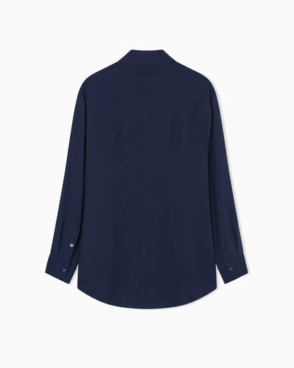 Semi-sheer shirt in silk georgette with rounded collar Icon