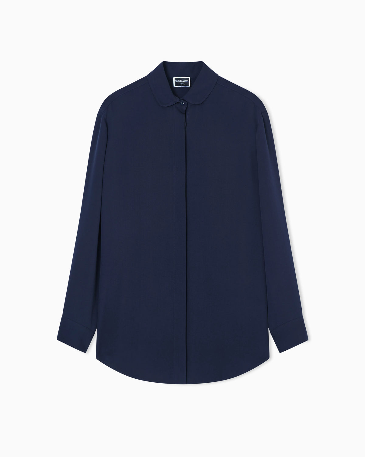 Semi-sheer shirt in silk georgette with rounded collar Icon