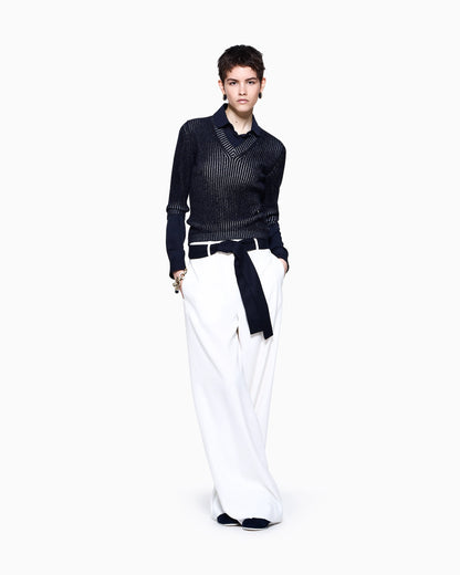 Semi-sheer shirt in silk georgette with rounded collar Icon