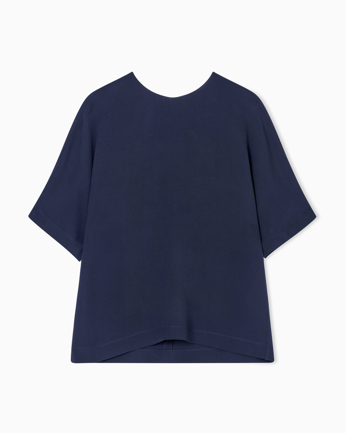 Georgette blouse in silk with a crew neck Icon