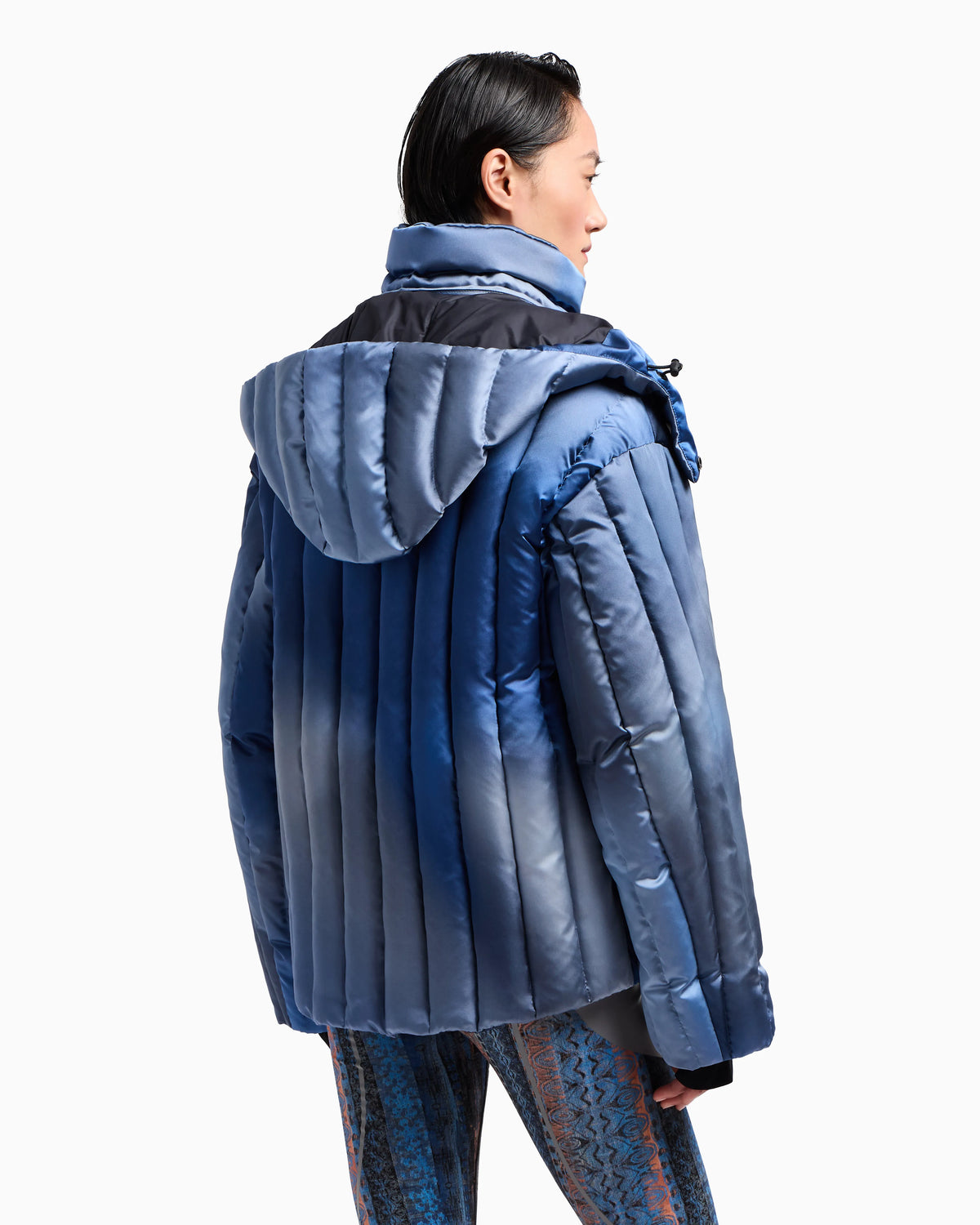 Giorgio Armani Neve hooded down jacket in gradient silk
