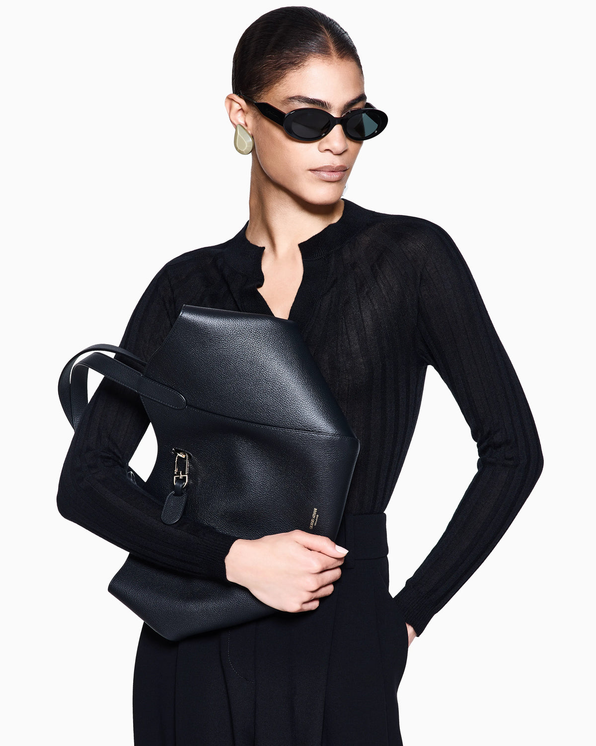 Crew-neck rib-knit jumper in cashmere and silk