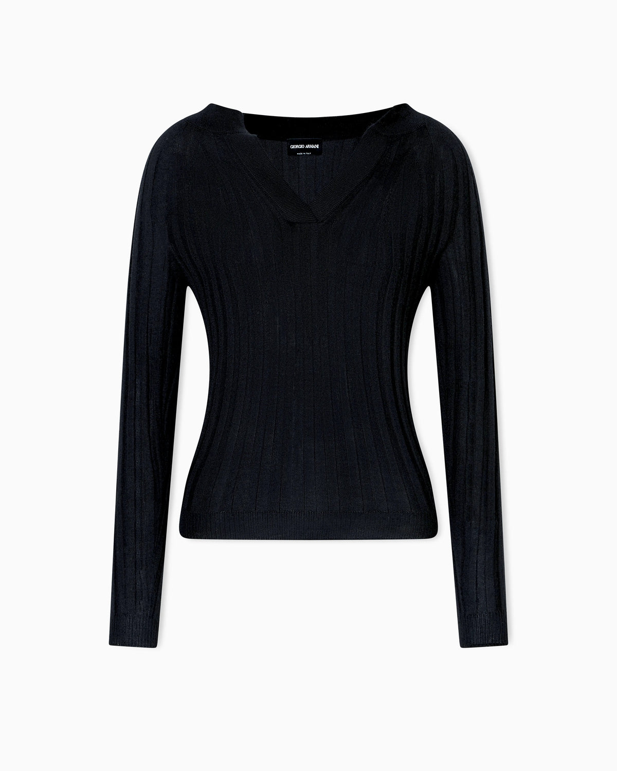 Crew-neck rib-knit jumper in cashmere and silk