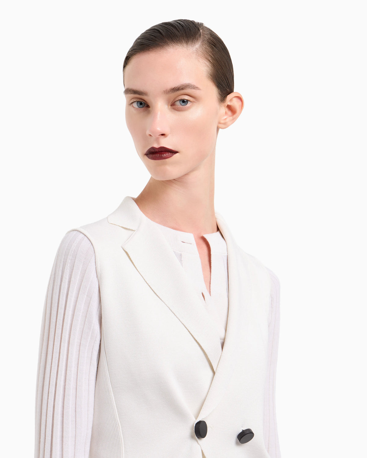 Silk knit double-breasted gilet