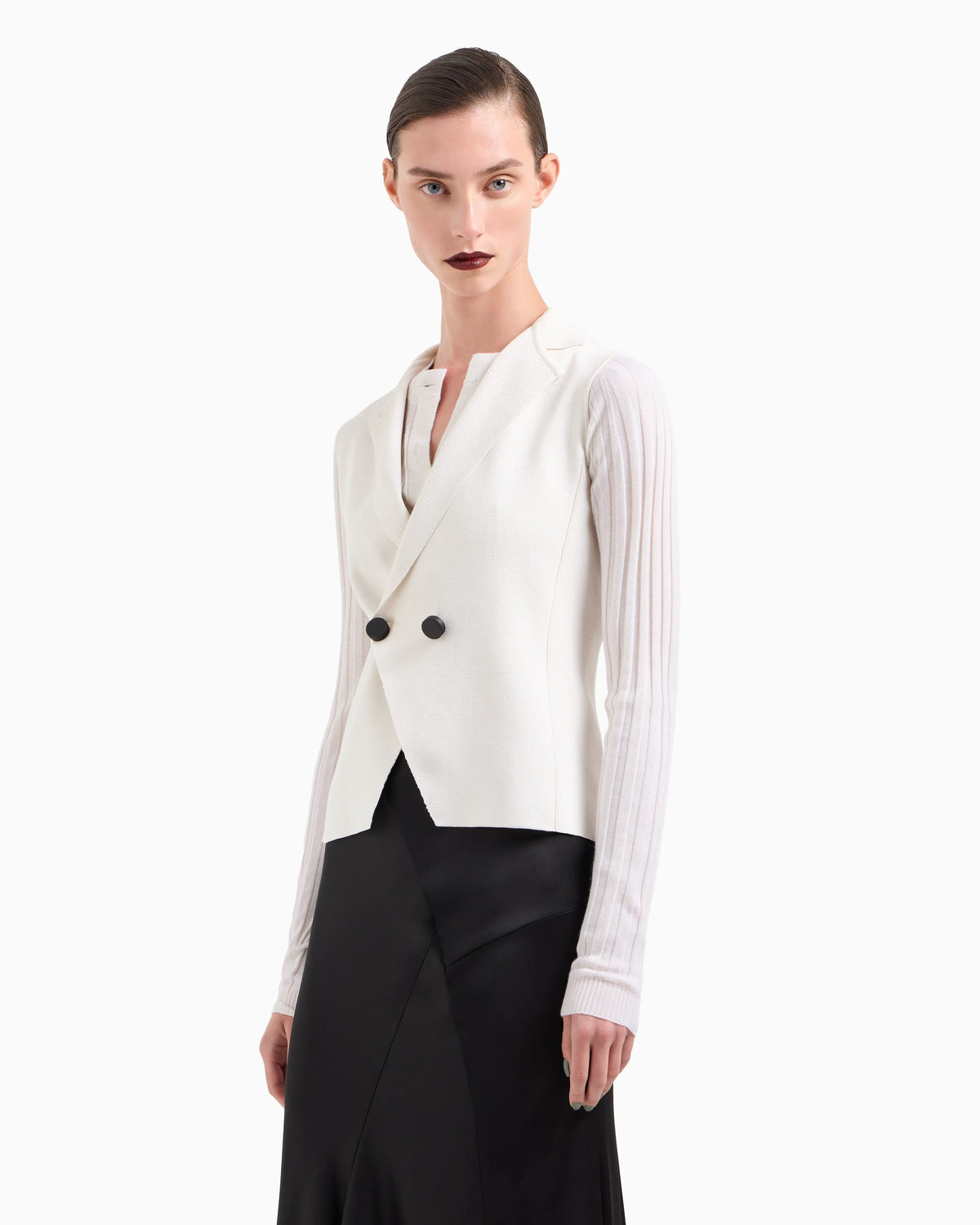 Silk knit double-breasted gilet