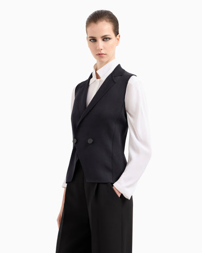 Silk knit double-breasted gilet