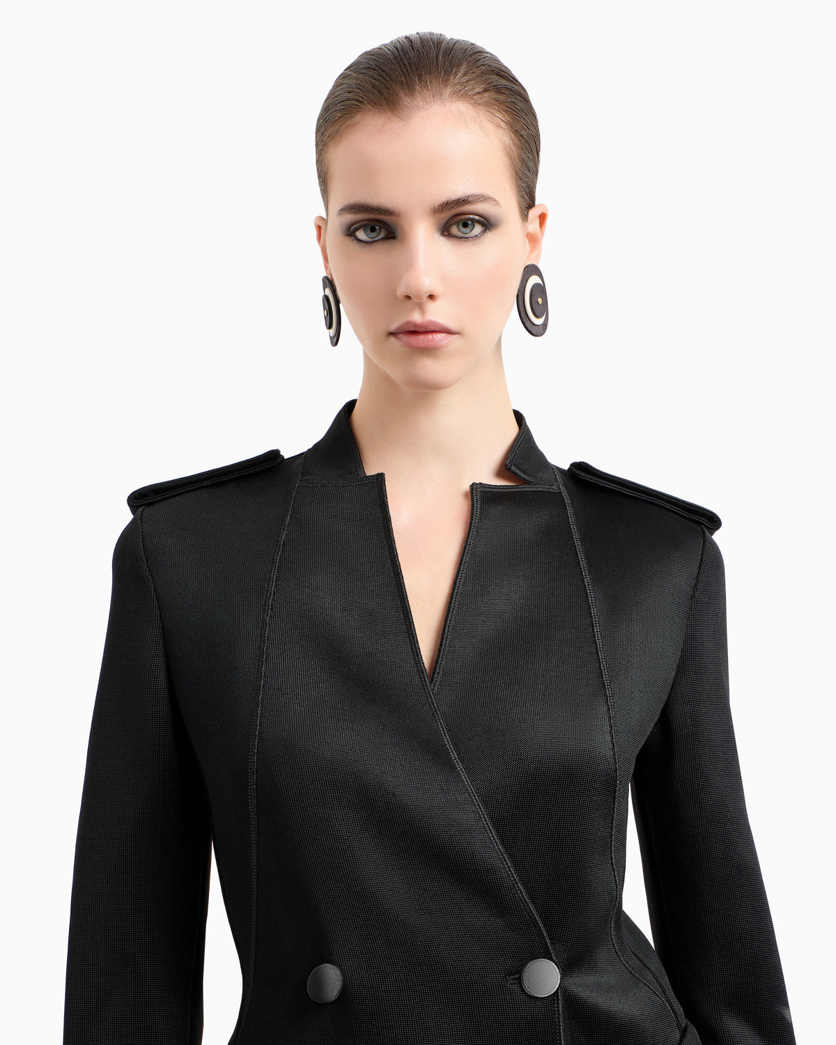 Double-breasted jacket in viscose jersey