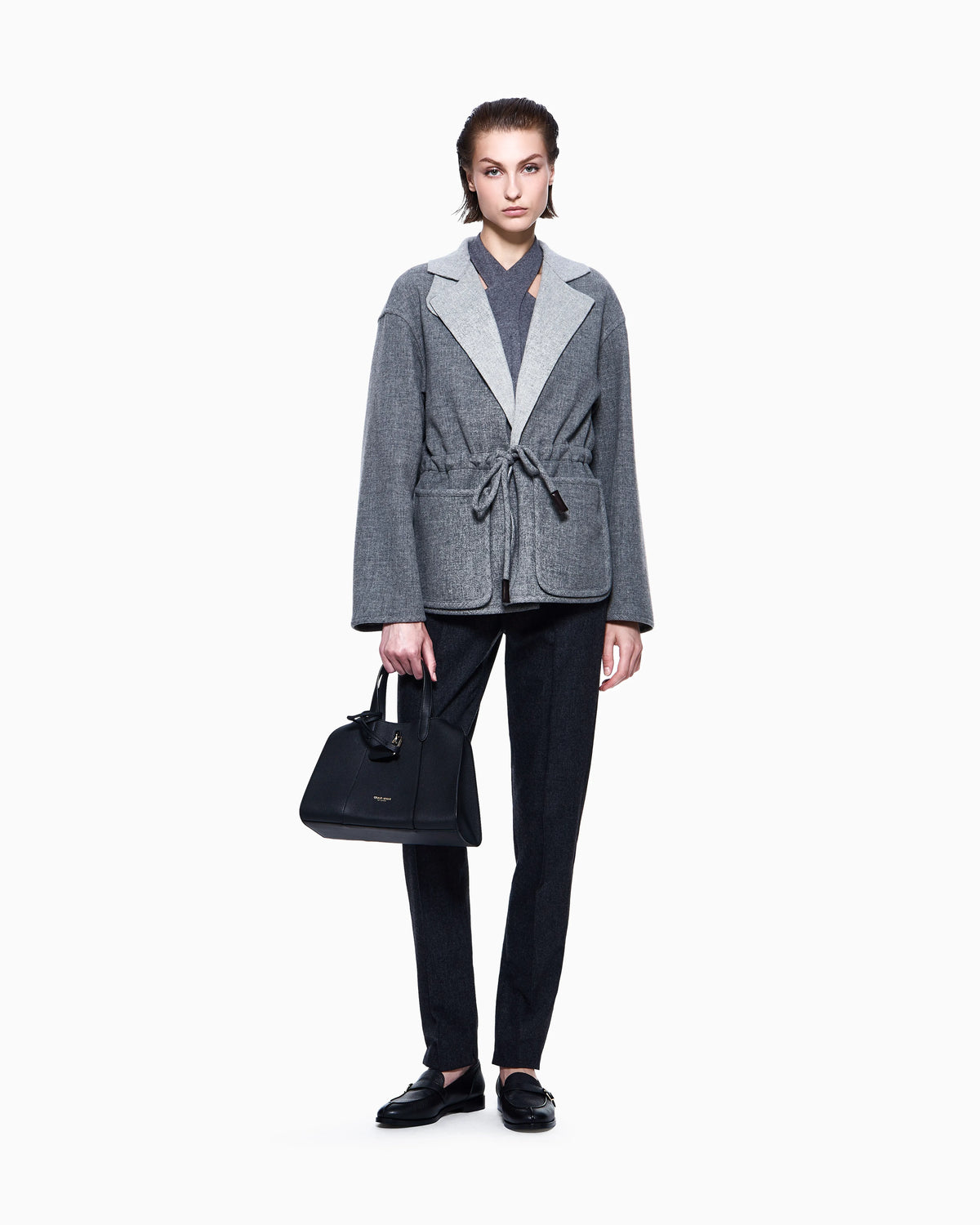 Straight trousers in wool-and-cashmere flannel