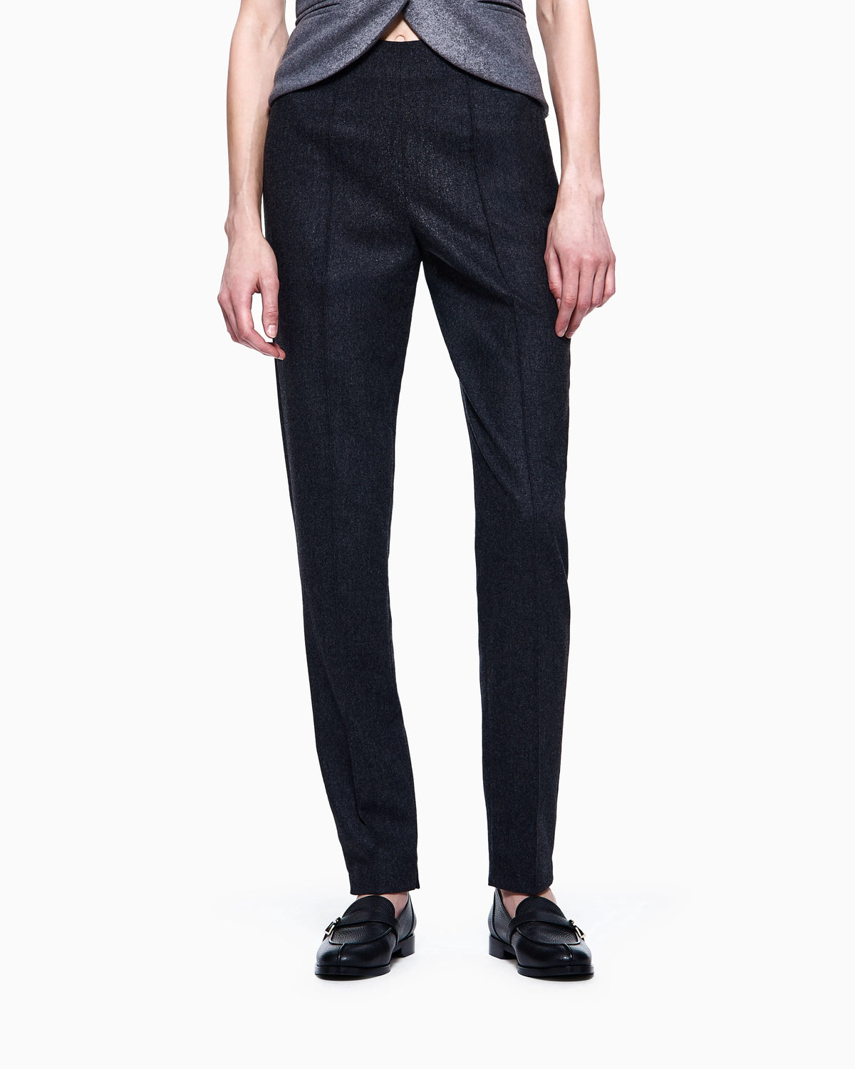 Straight trousers in wool-and-cashmere flannel