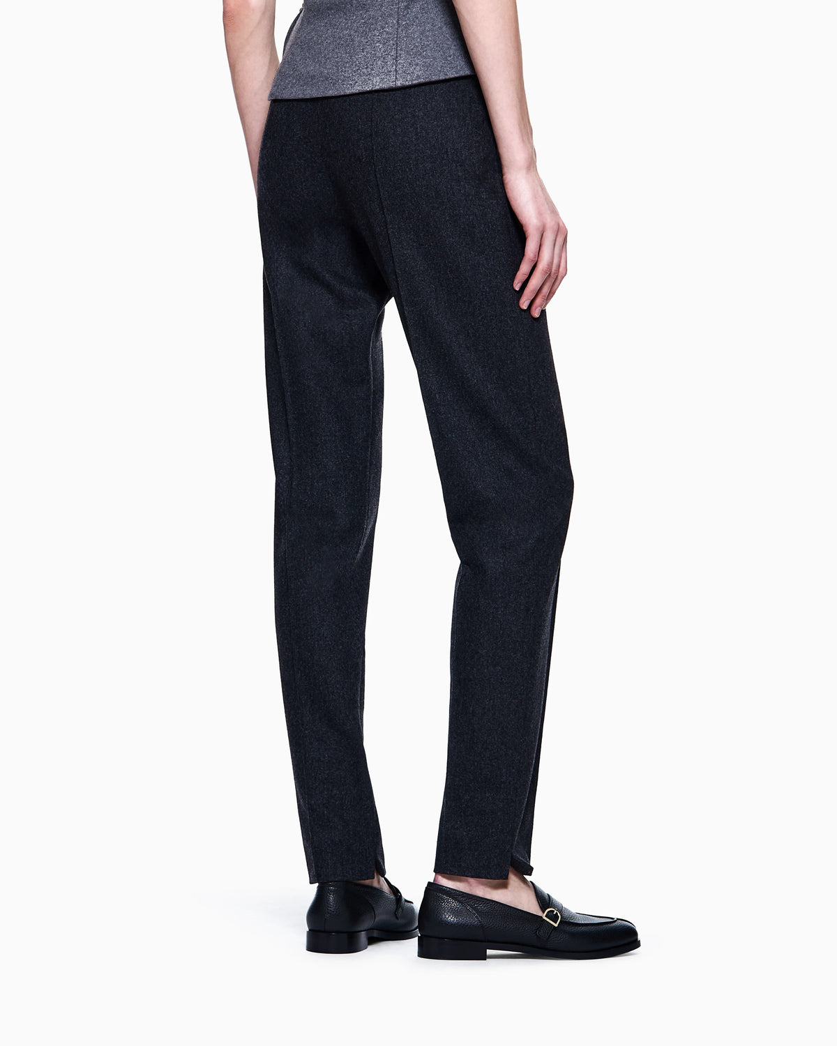Straight trousers in wool-and-cashmere flannel