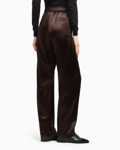 Straight-cut trousers in tussah silk satin